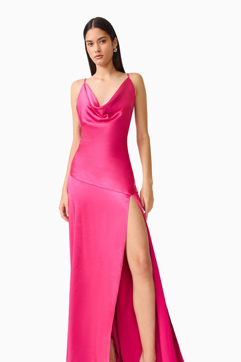 Erielle Cowl Neck Gown Fuchsia - Dress - Elliatt