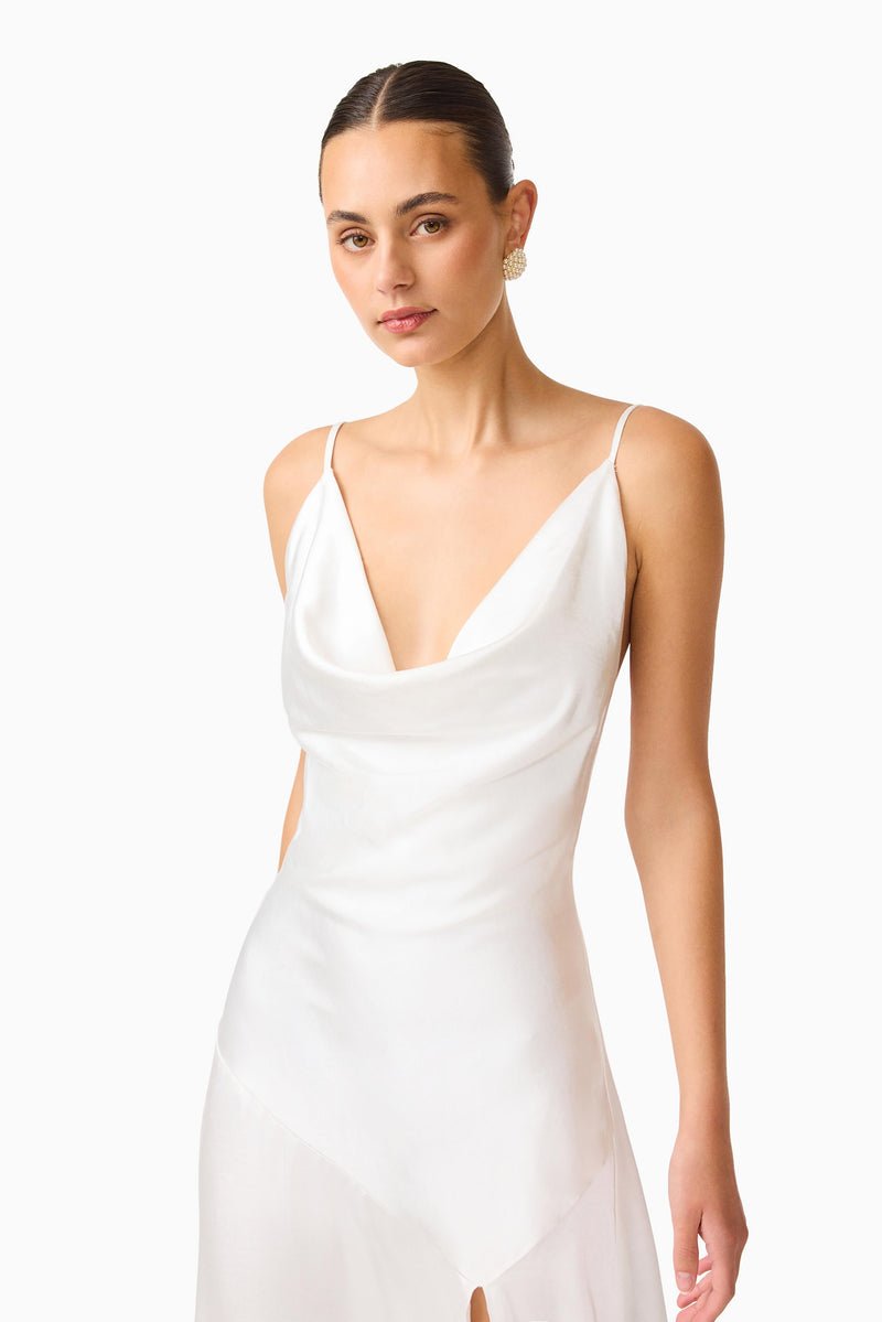 Erielle Cowl Neck Gown White - Dress - Elliatt