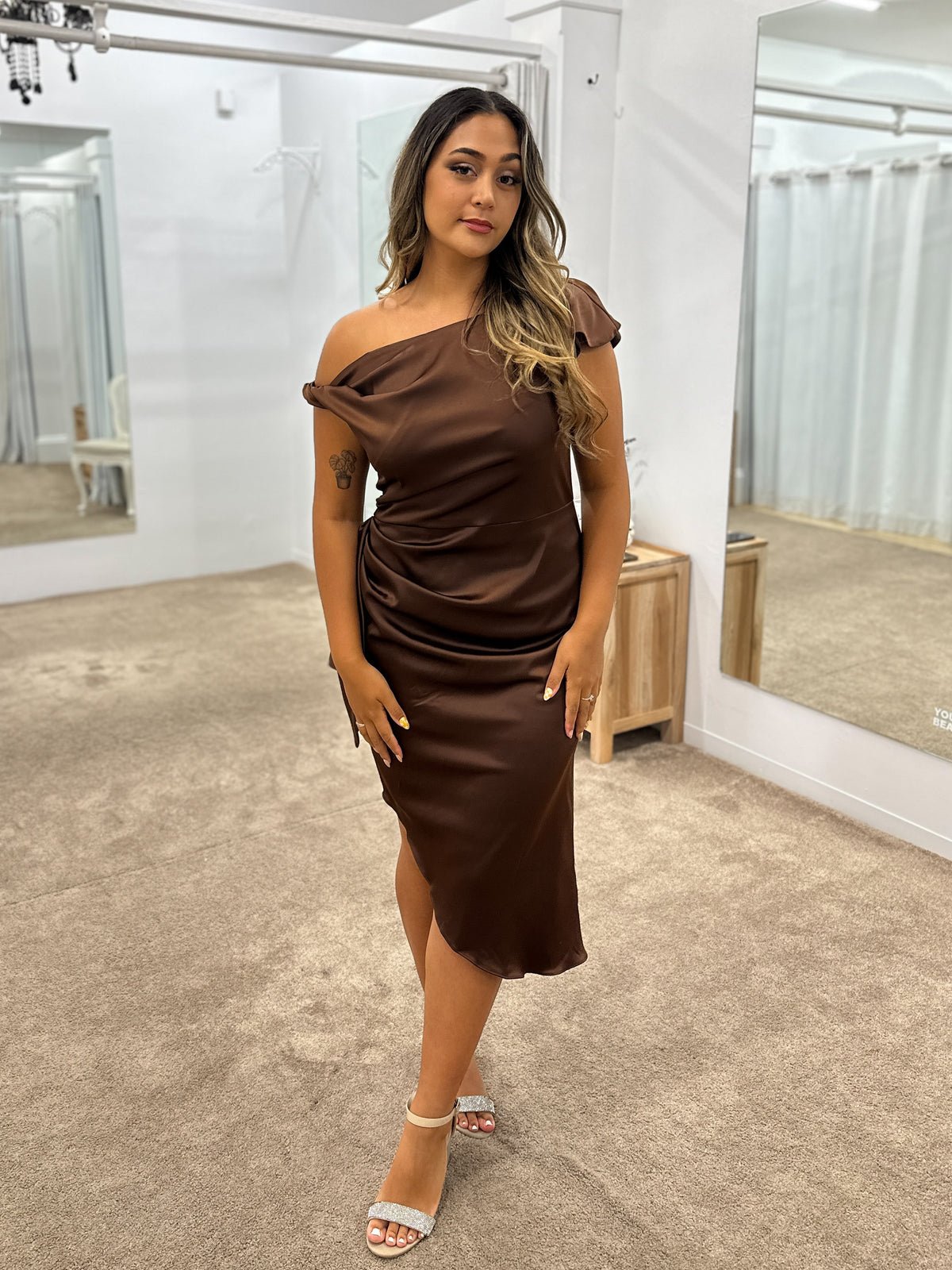 Tully Twisted Midi 16 Chocolate - Dress - Bariano
