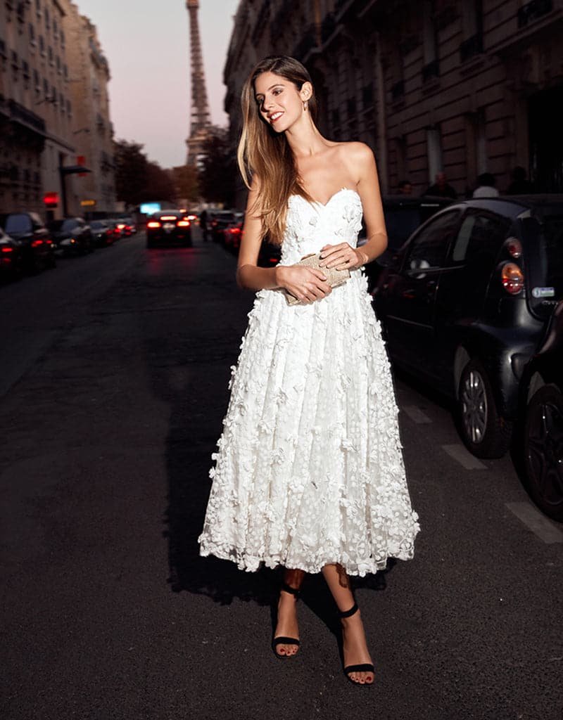 Adela Sweetheart Petal Midi White - Dress - Bariano