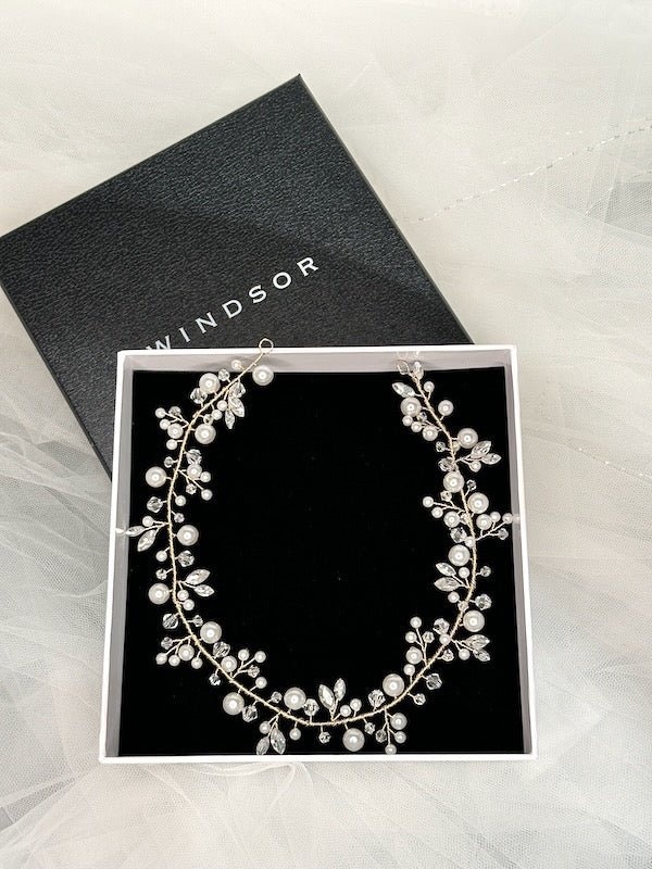 Gia Pearl Hair Vine Gold Pearl - Jewellery - Windsor Bridal Jewellery